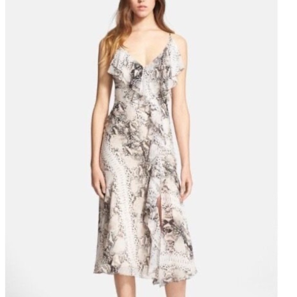Haute Hippie Snake Print Ruffled Silk Dress Size Small $565 💯 🐍